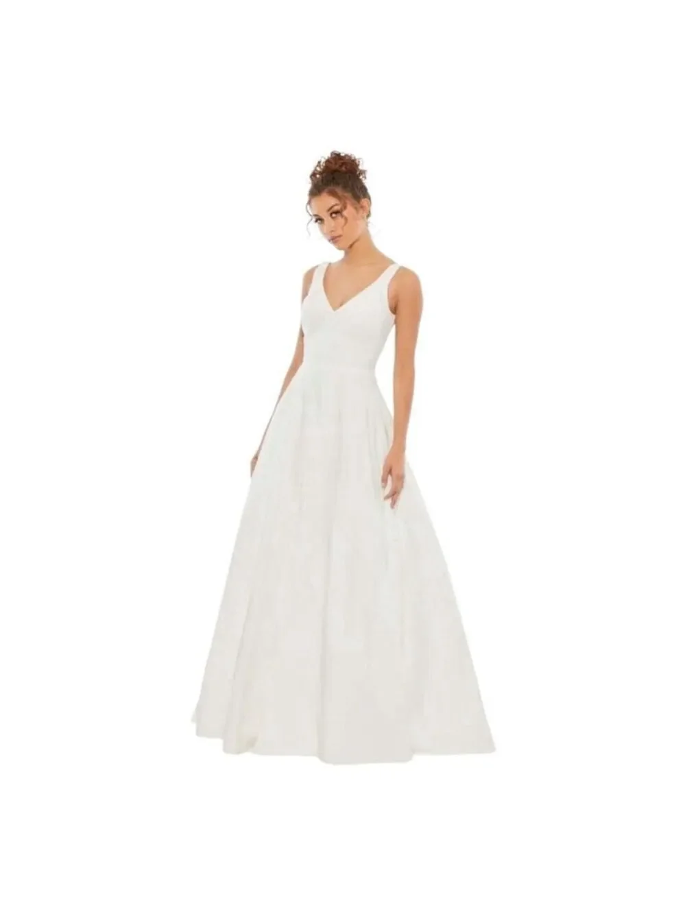 Mac Duggal Gown Size 8 White V-Neck - Picture 2 of 10